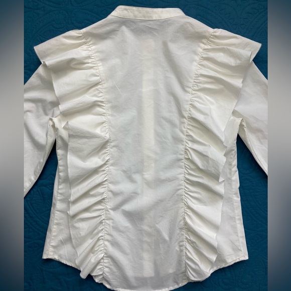 Nylon Apparel USA Shirt Ruffle Button-Up Blouse Ivory Size Large - Picture 6 of 16